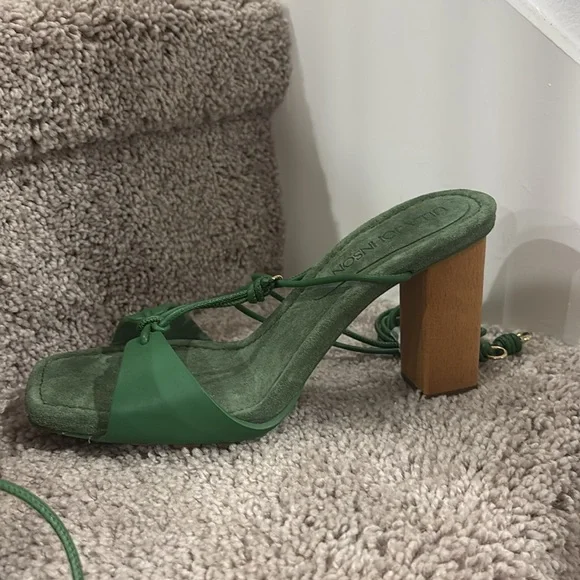 ULLA JOHNSON NICOLETTE LACE UP HIGH HEEL - GREEN Size 8 - Picture 5 of 8